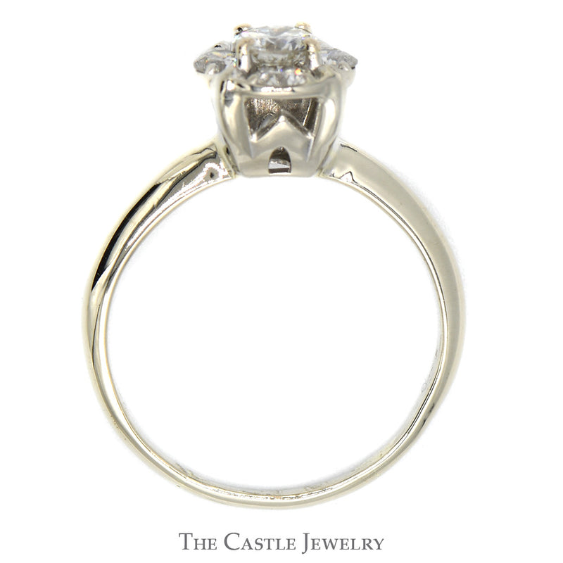 1cttw 5 Round Diamond Cluster Engagement Ring in 14k White Gold
