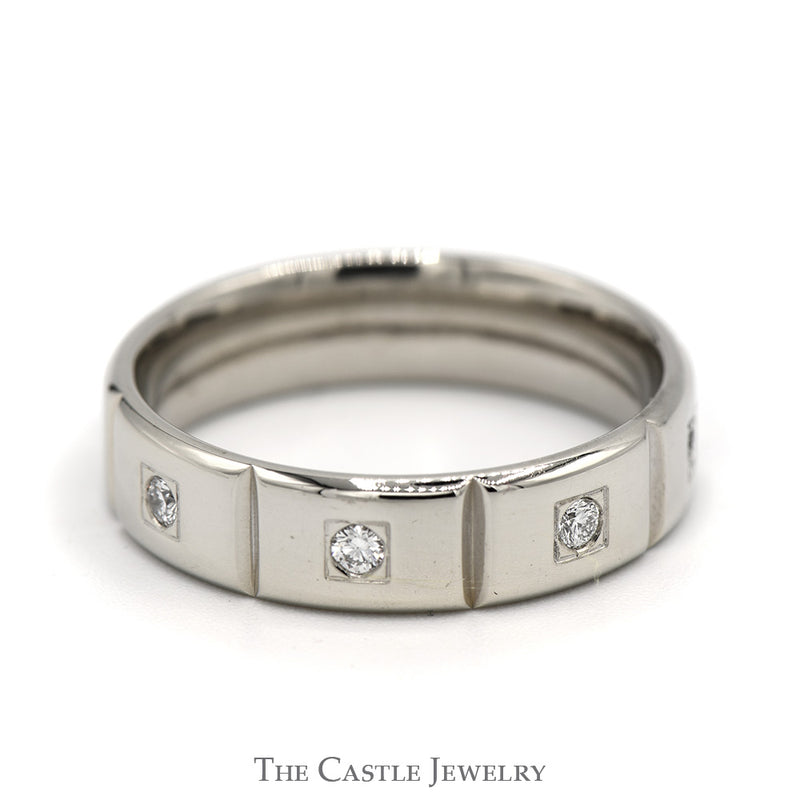 Men's 6mm Wide Flat Set Diamond Eternity Band in 14k White Gold