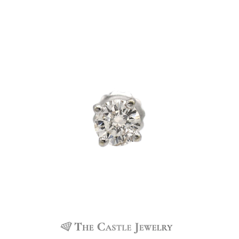 Single .47ct Round Brilliant Cut Diamond Stud in 14K White Gold