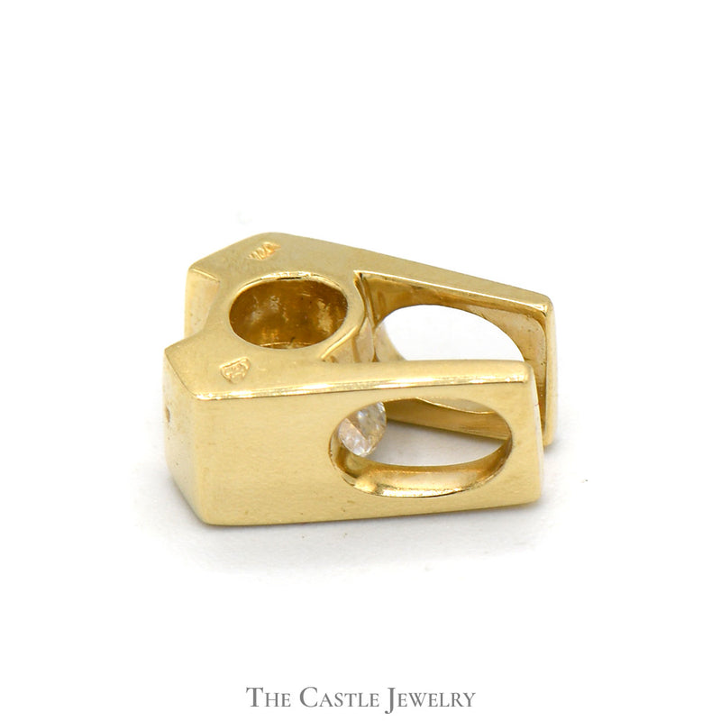 Tension Set Round Brilliant Cut Diamond Solitaire Slide Pendant in 14k Yellow Gold