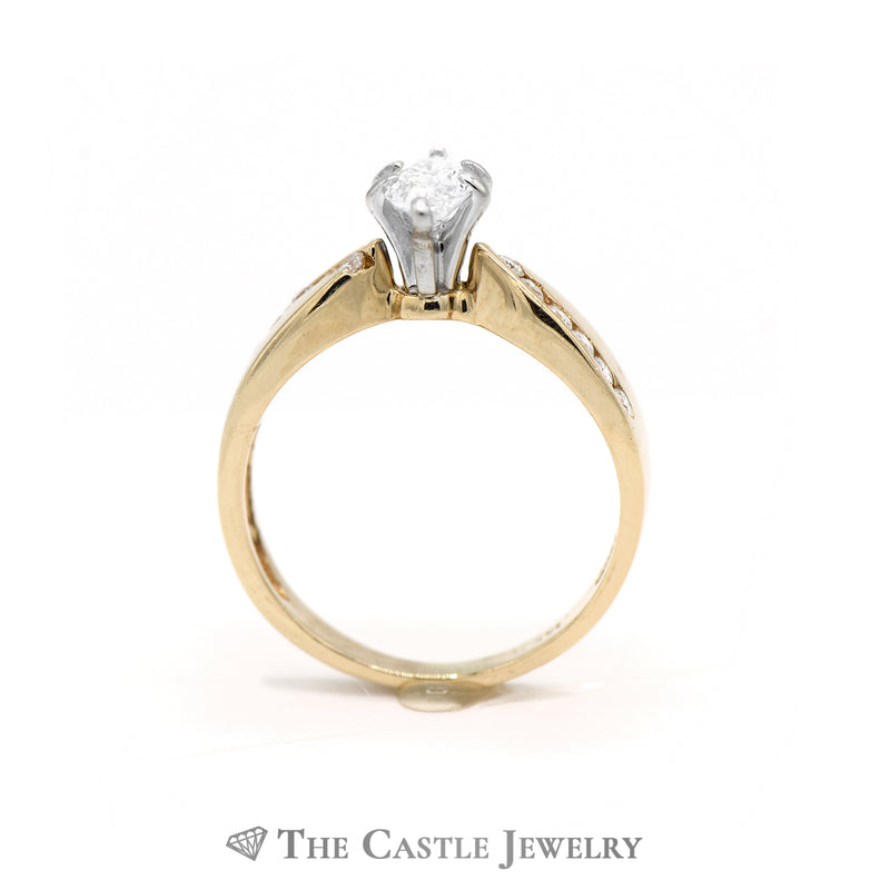 Marquise Center Cut Diamond with Diamond Accents in 14kt Yellow Gold