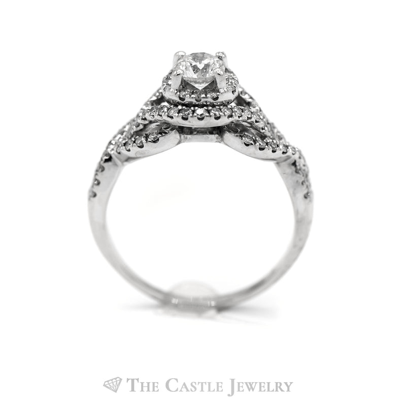 1CTTW Diamond Engagement Ring with Accents in 14KT White Gold