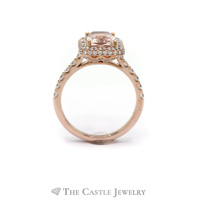 Neil Lane Radiant Cut Morganite Ring with 1cttw Diamond Accents in 14k Rose Gold