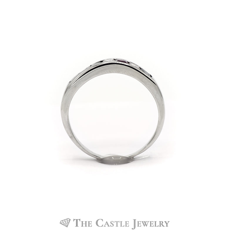 .15CTTW Diamond and Multi Colored Gemstone Wedding Band in 14KT White Gold