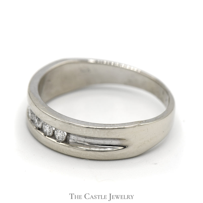 Men's 1/4cttw Nick Set Diamond Wedding Band in 14k White Gold