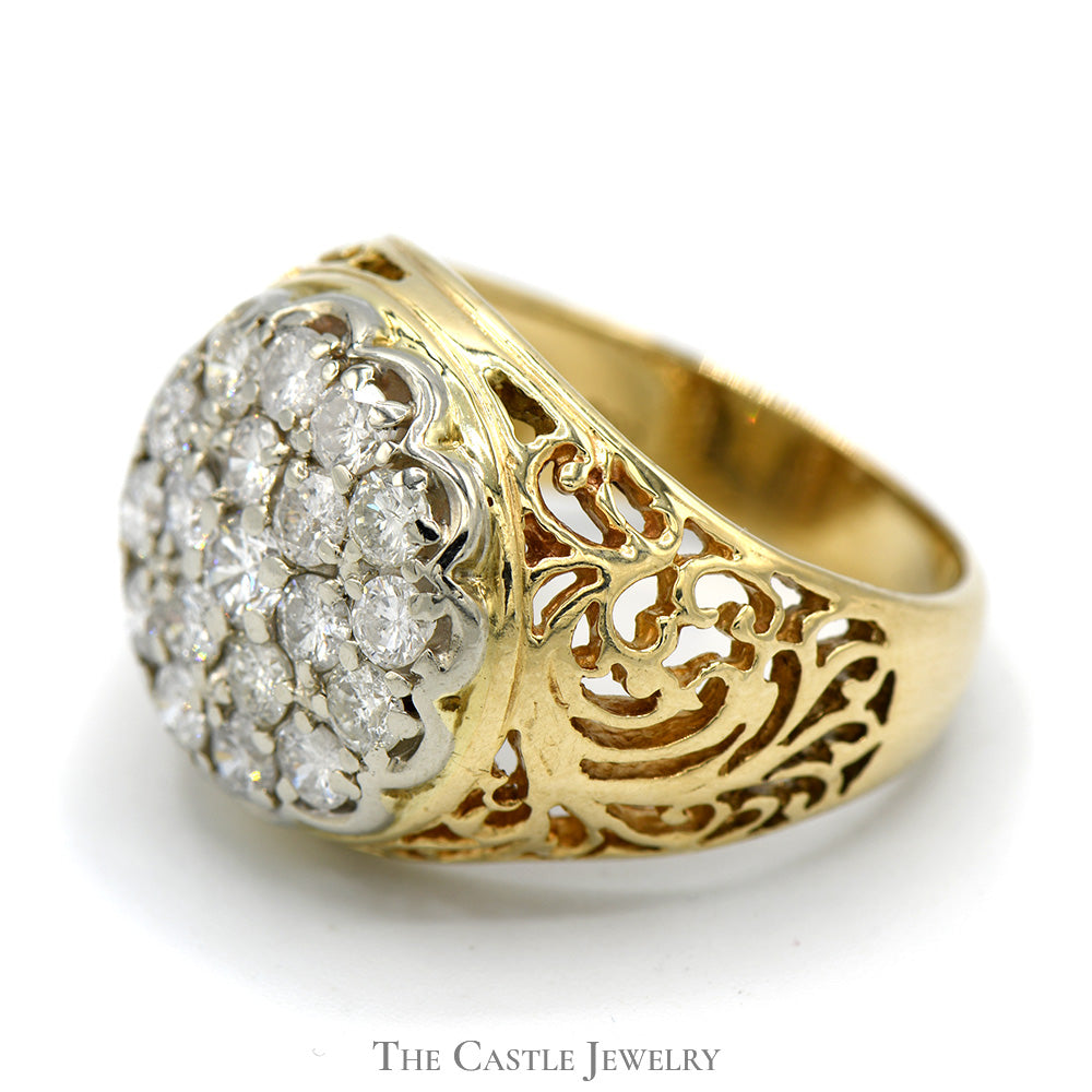 2cttw Diamond Kentucky Cluster Ring in 10k Yellow Gold The Castle Jewelry