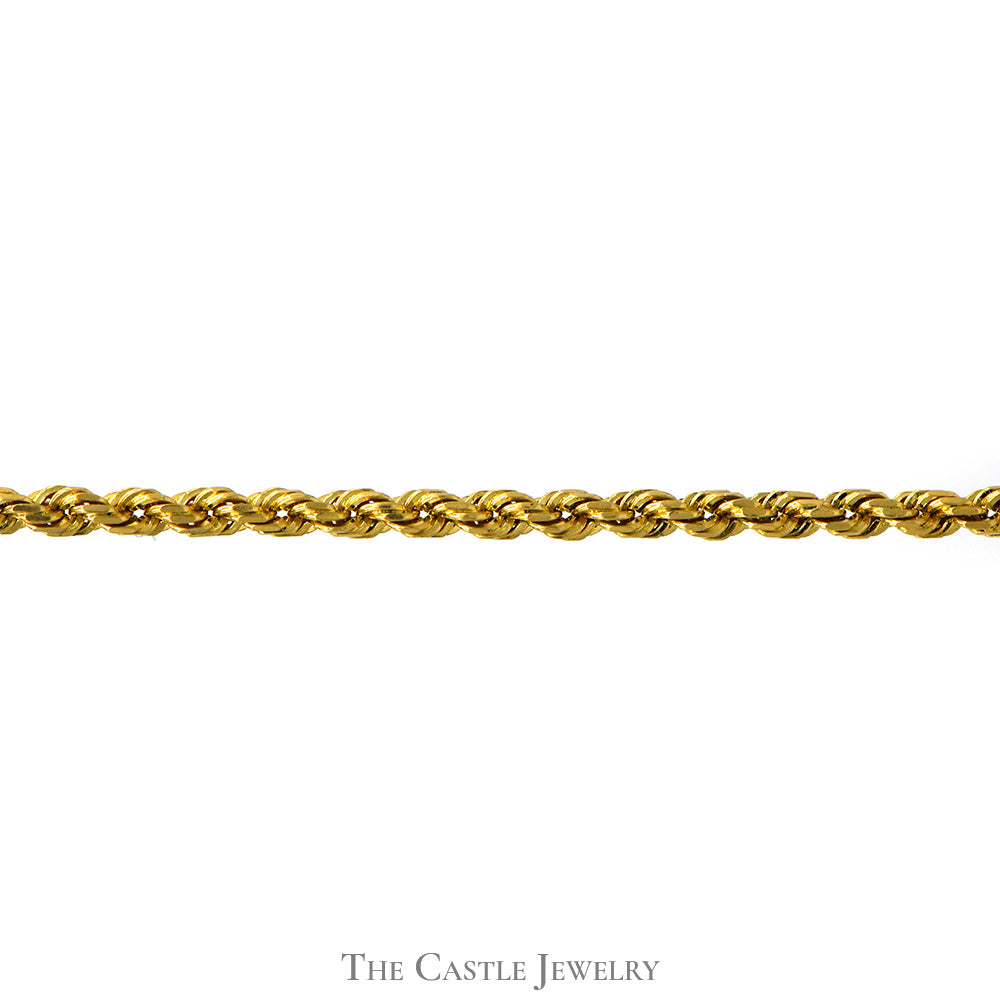 14k Yellow Gold 18(1/2) Inch Rope Chain with Barrel Clasp