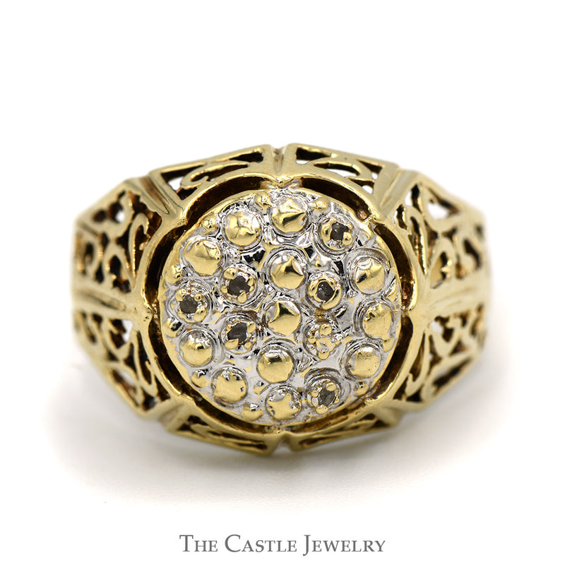 Men's Kentucky Diamond Cluster Ring in 10k Yellow Gold