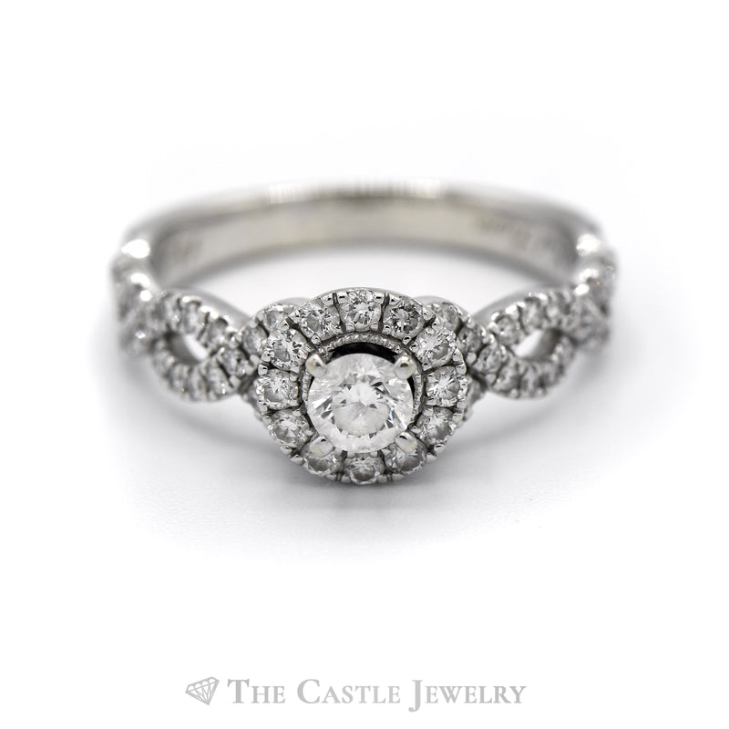 Neil Lane 1cttw Diamond Engagement Ring with Diamond Halo & Accents in 14k White Gold