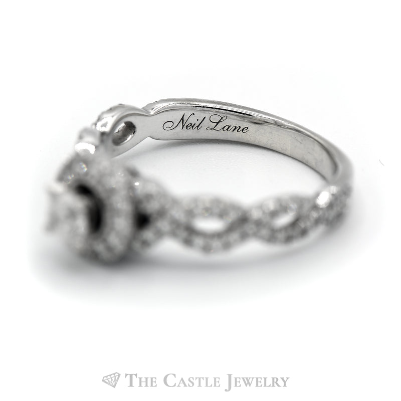 Neil Lane 1cttw Diamond Engagement Ring with Diamond Halo & Accents in 14k White Gold
