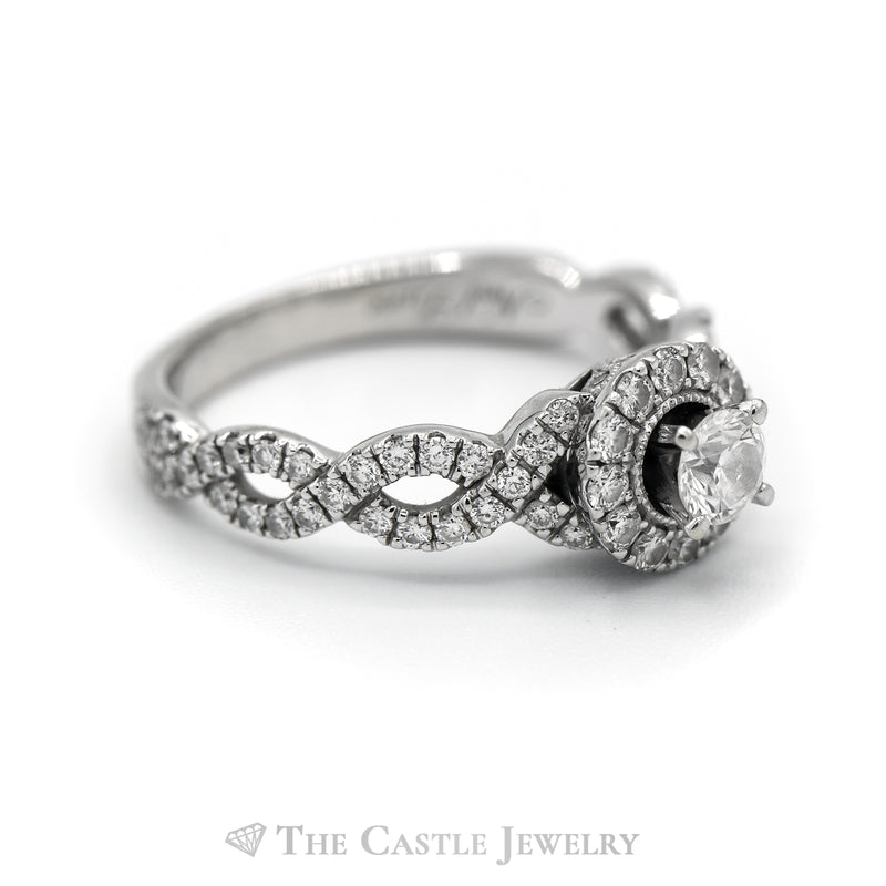 Neil Lane 1cttw Diamond Engagement Ring with Diamond Halo & Accents in 14k White Gold
