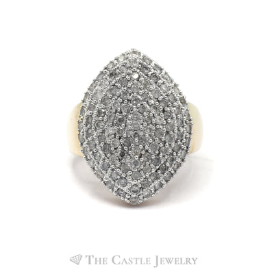 1.50CTTW Marquise Shape Diamond Cluster Ring in 10KT Yellow Gold