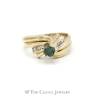 .50CTTW Green Diamond with Diamond Accents Bridal Set in 14KT Yellow Gold