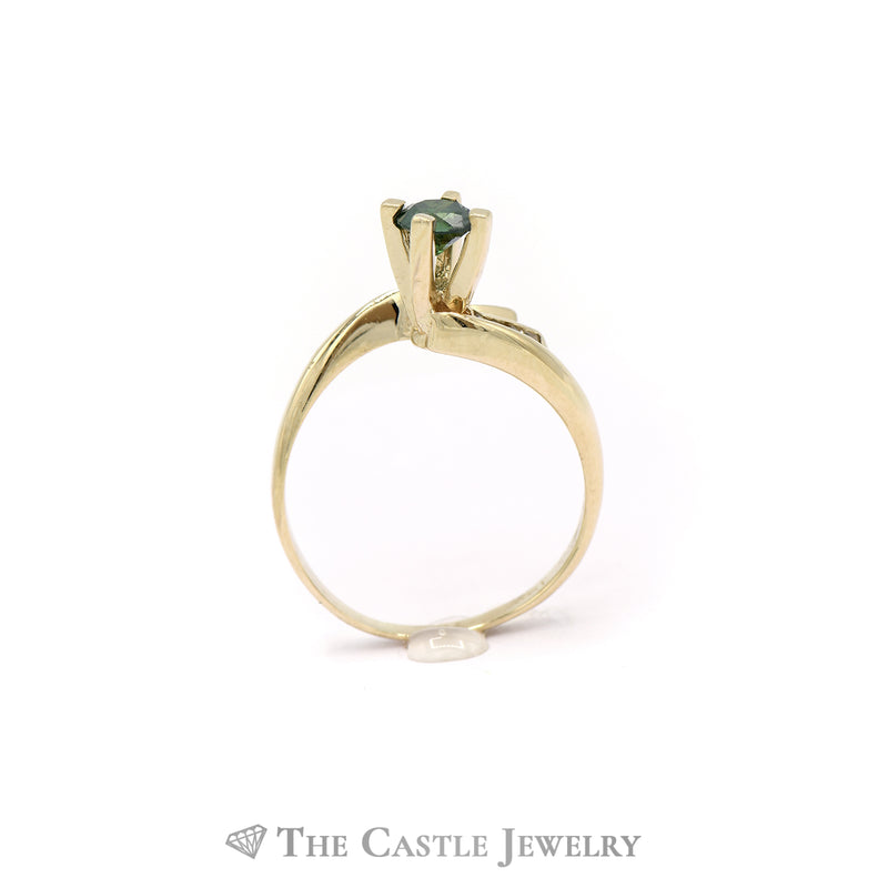 .50CTTW Green Diamond with Diamond Accents Bridal Set in 14KT Yellow Gold