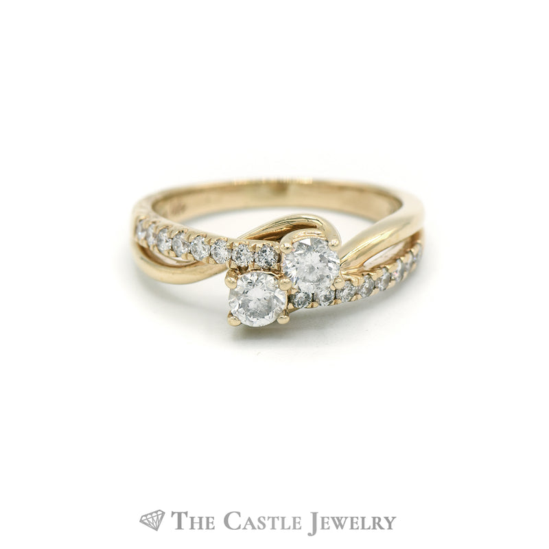 1CTTW Ever US Bypass Designed Engagement Ring in 14KT Yellow Gold