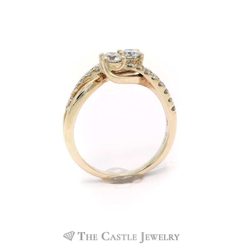 1CTTW Ever US Bypass Designed Engagement Ring in 14KT Yellow Gold