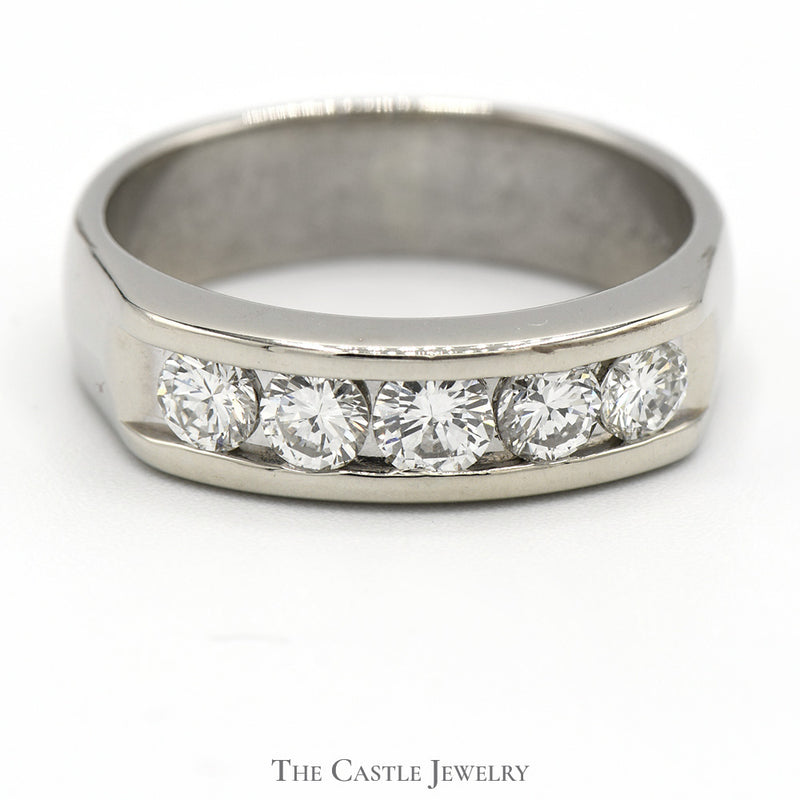 Men's Channel Set 5 Diamond Band in 14k White Gold