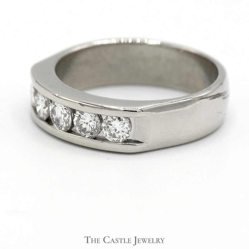 Men's Channel Set 5 Diamond Band in 14k White Gold