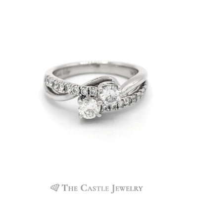 1CTTW Ever Us Bypass Designed Engagement Ring in 14KT White Gold
