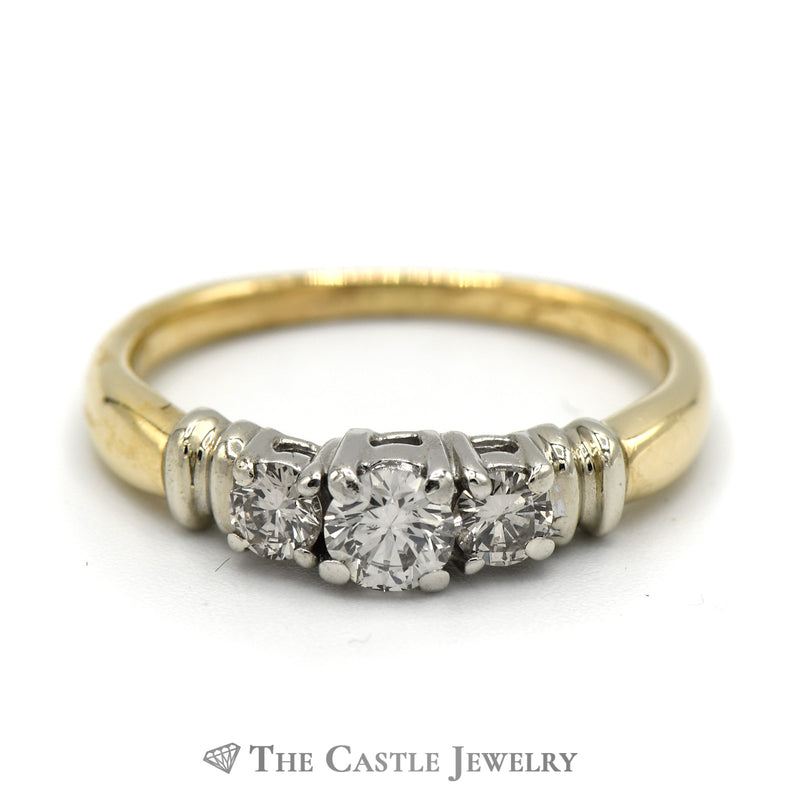 1/2cttw Three Stone Diamond Engagement Ring in 14k Yellow Gold