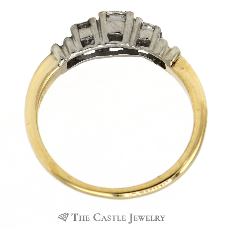 1/2cttw Three Stone Diamond Engagement Ring in 14k Yellow Gold