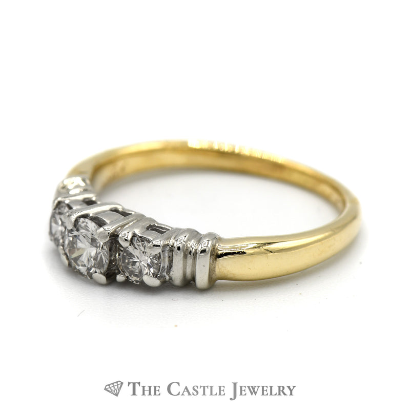 1/2cttw Three Stone Diamond Engagement Ring in 14k Yellow Gold