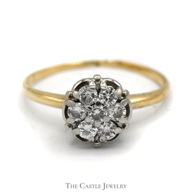 1/2cttw Round Shaped 7 Diamond Cluster Ring in 14k Yellow Gold