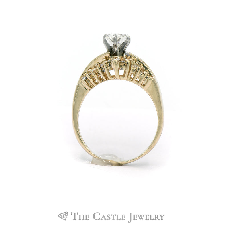 1.50CTTW Marquise Cut Diamond Engagement Ring with Diamond Accents in 14KT Yellow Gold