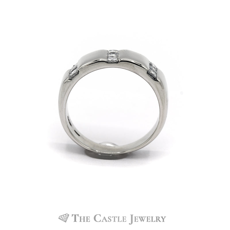 .75CTTW Gent's Triple Row Princess Cut Band in 14KT White Gold
