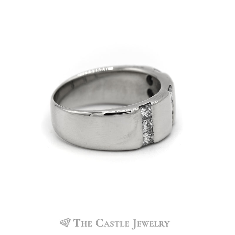 .75CTTW Gent's Triple Row Princess Cut Band in 14KT White Gold