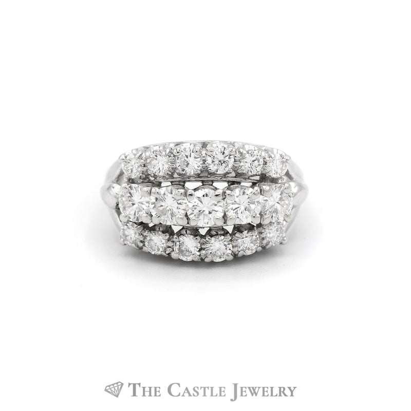 2CTTW Ornate Diamond Cocktail Ring in 14KT White Gold