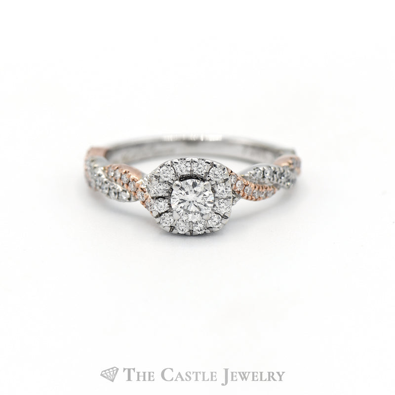 Niel Lane 1/2cttw Diamond Engagement Ring with Diamond Accented Twisted Sides in 14k Two Tone Gold