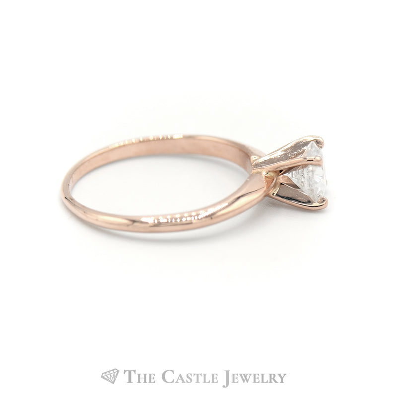 1/2ct Round Brilliant Cut Diamond Solitaire Engagement Ring in 14k Rose Gold