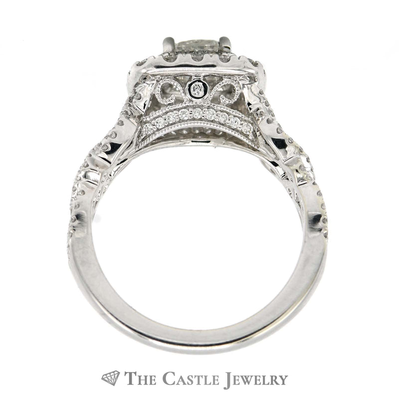 Neil Lane 1.82cttw Princess Cut Bridal Set with Double Halo and Matching Band in 14k White Gold