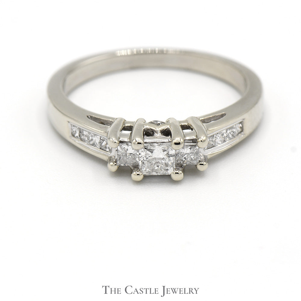 Stone Princess Cut Diamond Engagement Ring with Channel Set