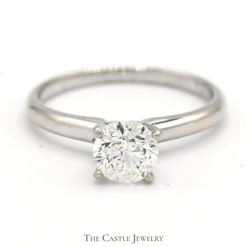 1.05ct Round Diamond Solitaire Engagement Ring in 14k White Gold 4 Prong Tiffany Mounting