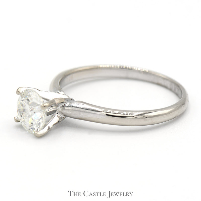 1.05ct Round Diamond Solitaire Engagement Ring in 14k White Gold 4 Prong Tiffany Mounting