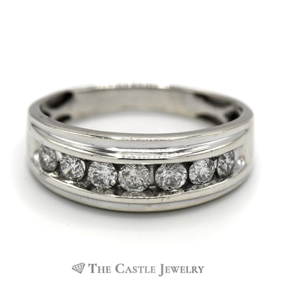 Men's Nick Set 7 Round Diamond Band in 10k White Gold