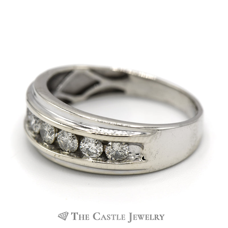 Men's Nick Set 7 Round Diamond Band in 10k White Gold