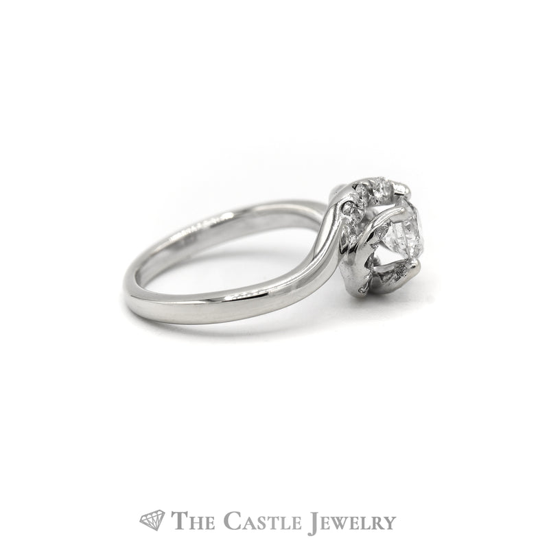 .75CTTW Round Diamond Bridal Ring with Twisted Diamond Halo in 14KT White Gold