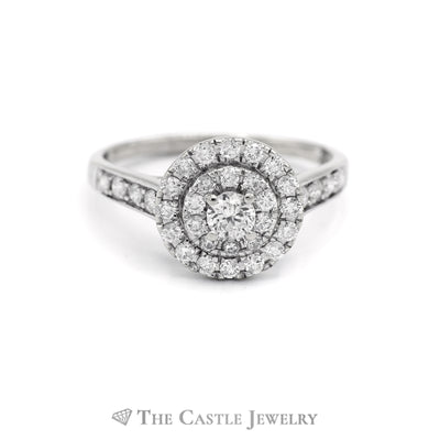 .70CTTW Round Diamond Bridal Ring with Round Halo in 14KT White Gold