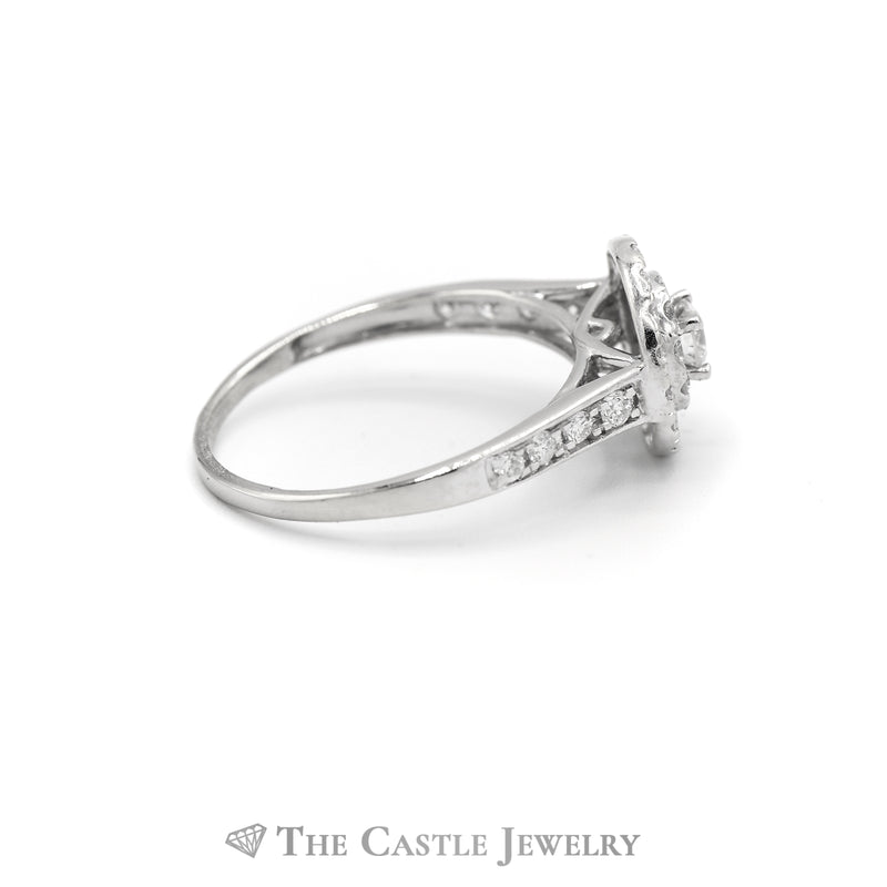 .70CTTW Round Diamond Bridal Ring with Round Halo in 14KT White Gold
