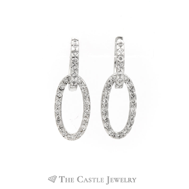 1/2 Carat Round Diamond Huggies with Loop Designed Dangle in 14KT White Gold