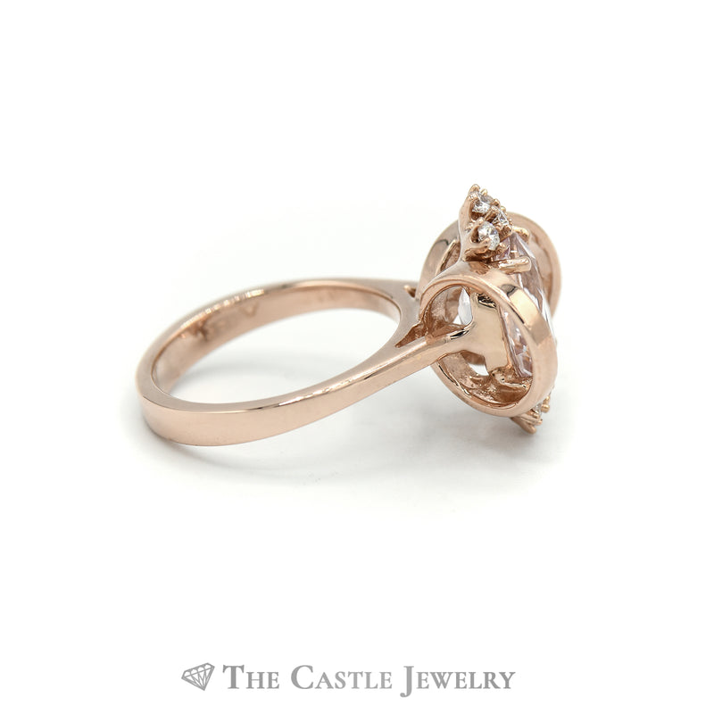 2.66CT Oval Morganite Ring with .15CTTW Diamond Accents in 14KT Rose Gold