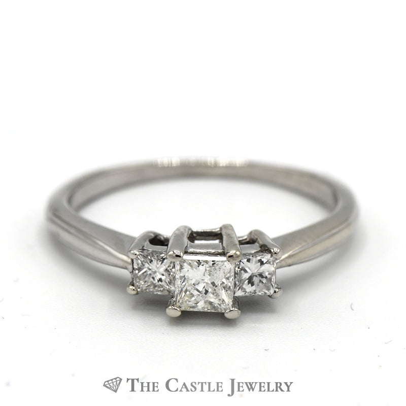 1/2cttw Princess Cut Three Stone Diamond Engagement Ring in 14k White Gold