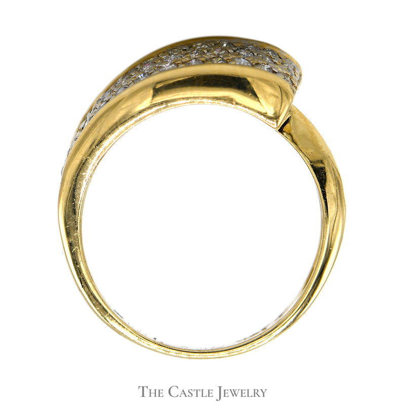 Zig Zig Diamond Cluster Band in 10k Yellow Gold
