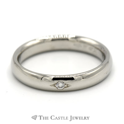 Flat Set Diamond Solitaire in 14k White Gold Polished 4mm Band