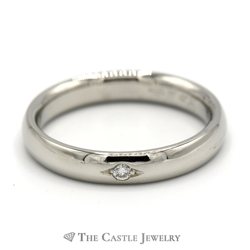 Flat Set Diamond Solitaire in 14k White Gold Polished 4mm Band