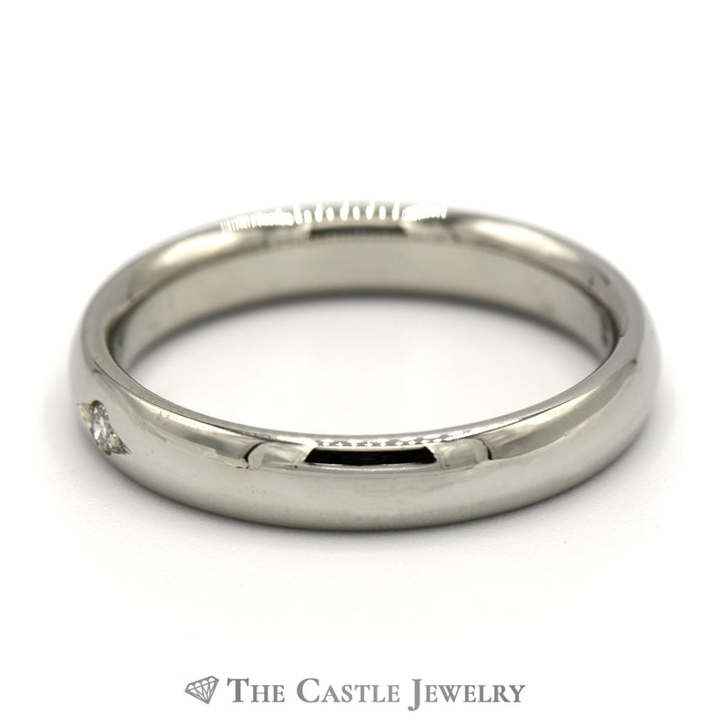 Flat Set Diamond Solitaire in 14k White Gold Polished 4mm Band