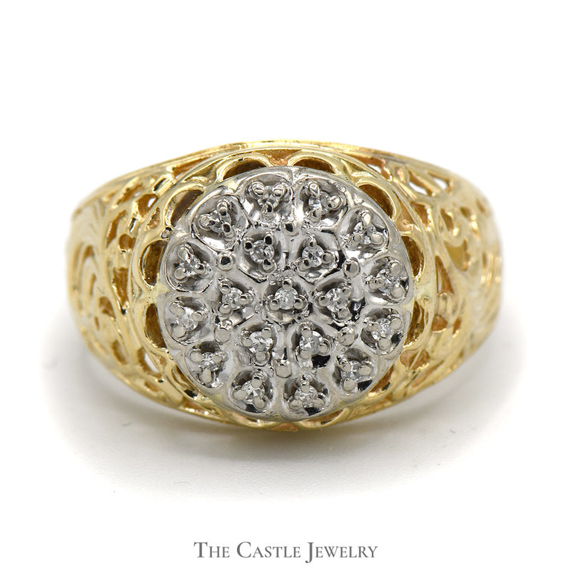 Kentucky Diamond Cluster Ring in 10k Yellow Gold